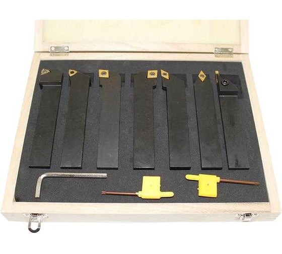 Изображение товара Набор резцов 20x20x125 мм, 7 шт с мех. крепл. тв. сплавных пластин ВК8 YG8 CNIC 74367