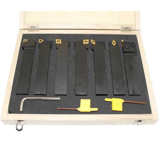 Изображение товара Набор резцов 16x16x100 мм, 7 шт с мех. крепл. тв. сплавных пластин ВК8 YG8 CNIC 74366