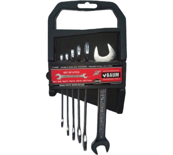 Изображение товара Набор рожковых ключей BAUM в пластиковом держателе, 8x10-20x22 мм, 6 предметов 10-06МР