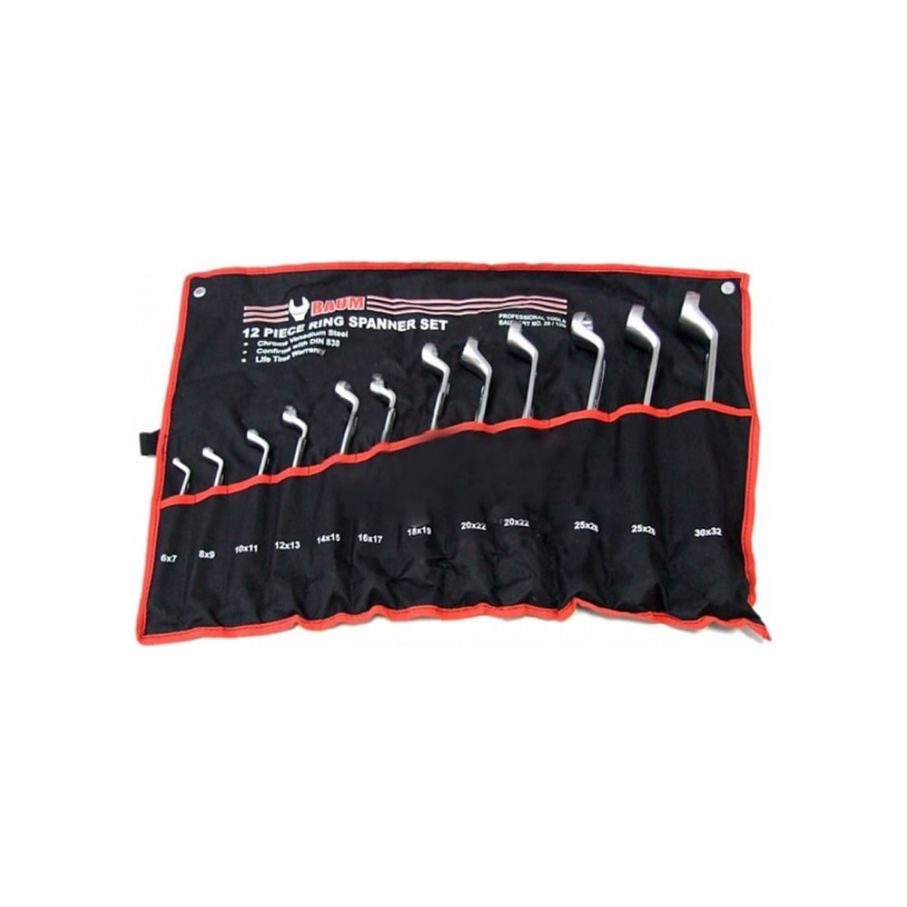 Изображение товара Набор накидных ключей BAUM 12 предметов 6-32 мм профессиональный