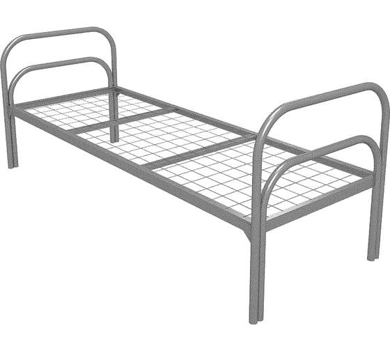 Изображение товара Одноярусная металлическая кровать Sebmet 900x1900, сетка 100x50, двойная ножка, 2 перемычки (Х+2) К1-90190-10050-2П