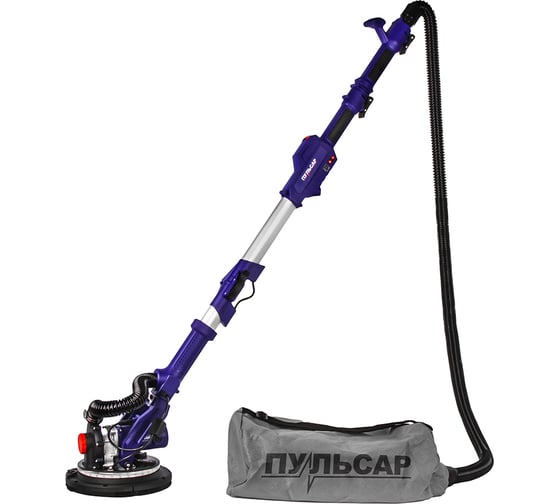 Изображение товара Шлифмашина для стен и потолков ПУЛЬСАР ШМБ 225-900С (900 Вт, 225мм, 800-1800 об\мин, LED-подсветка, телескоп, самовсасывающая, мешок) 918-923