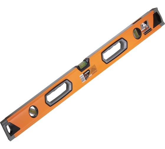 Изображение товара Алюминиевый усиленный уровень Вихрь 800 мм, 3 глазка 1 зеркальный, двухкомпонентные рукоятки 73/11/4/11