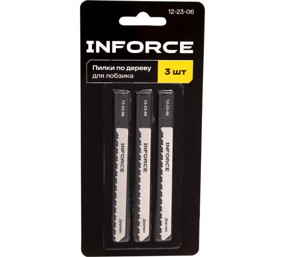 Изображение товара Пилки по дереву для лобзика 3 шт. Inforce 12-23-06
