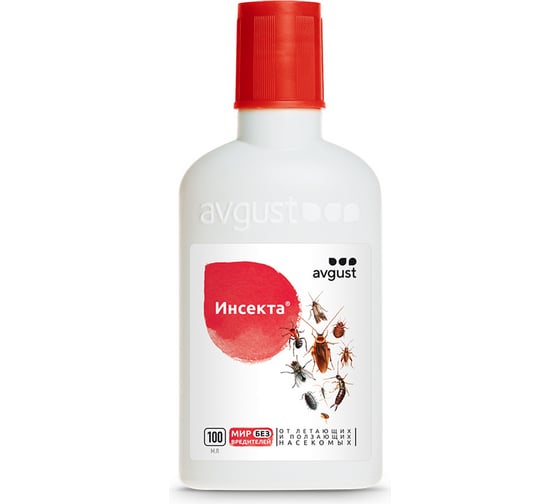 Изображение товара Средство для уничтожения летающих и ползающих насекомых Avgust Инсекта 100мл 4606696012097