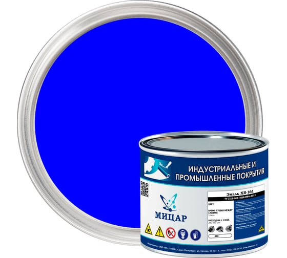 Изображение товара Краска фасадная Мицар ХВ-161 1,8 кг синий УТ000012971