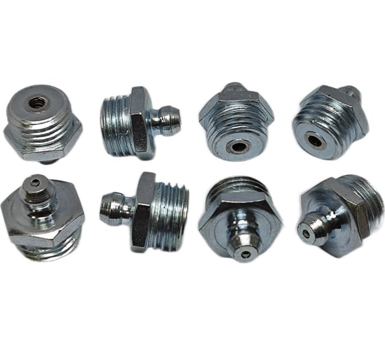 Изображение товара Пресс-масленка прямая оц. H1 R1/4"BSPT, комплект 10 шт., оцинкованная сталь, Европейский стандарт DIN71412, MasloSmenka 010112-10