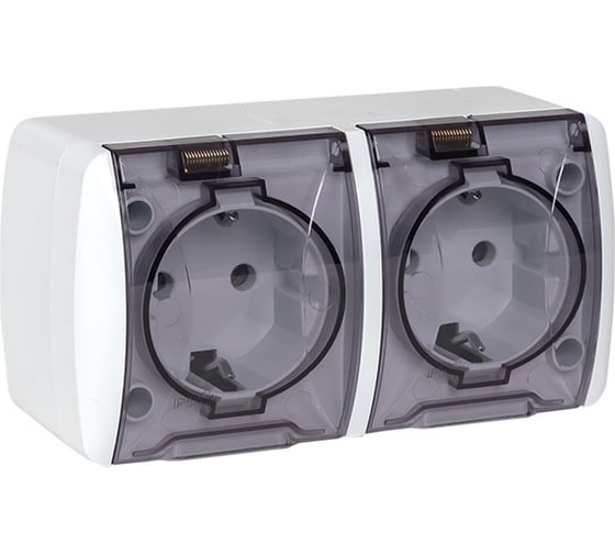 Изображение товара 2-местная розетка EKF Владивосток, 16А с заземлением с прозрачной крышкой IP54 EQR16-129-30-54-T