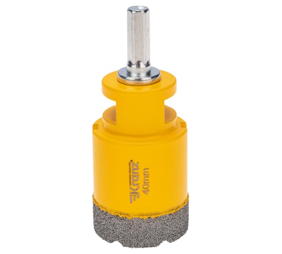 Изображение товара Коронка алмазная профессиональная по керамограниту и железобетону М14, вакуумное спекание, 40 мм, для УШМ KRANZ KR-92-1019