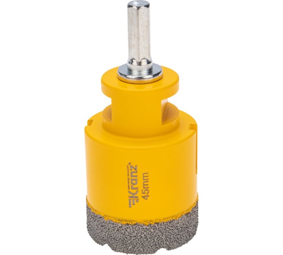 Изображение товара Коронка алмазная профессиональная по керамограниту и железобетону М14, вакуумное спекание, 45 мм, для УШМ KRANZ KR-92-1020