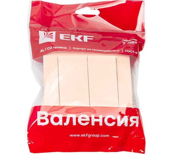 Изображение товара 2-клавишный выключатель EKF Валенсия, 10А кремовый PROxima EWV10-023-20
