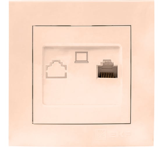 Изображение товара 1-местная компьютерная розетка EKF Валенсия, RJ-45 кремовая PROxima EWK01-035-20