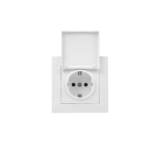 Изображение товара 1-местная розетка EKF Валенсия, с заземлением 16А белая с крышкой и защитными шторками PROxima EWV10-124-10