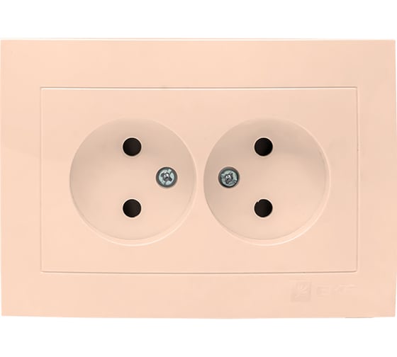 Изображение товара 2-местная розетка EKF Валенсия, без заземления 10А кремовая с защитными шторками PROxima EWR10-102-20