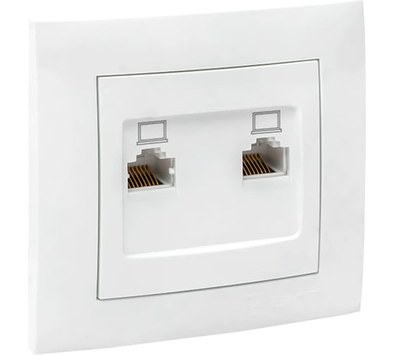 Изображение товара 2-местная компьютерная розетка EKF Валенсия, RJ-45 белая PROxima EWK02-035-10