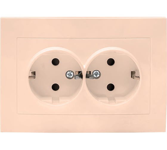 Изображение товара 2-местная розетка EKF Валенсия, с заземлением 16А кремовая с защитной шторкой PROxima EWR16-128-20