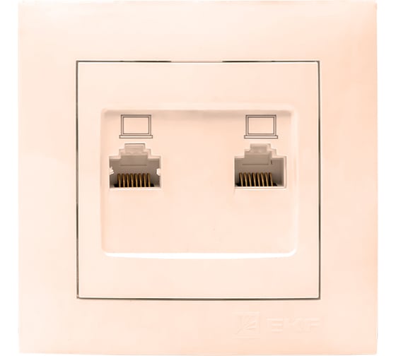 Изображение товара 2-местная компьютерная розетка EKF Валенсия, RJ-45 кремовая PROxima EWK02-035-20