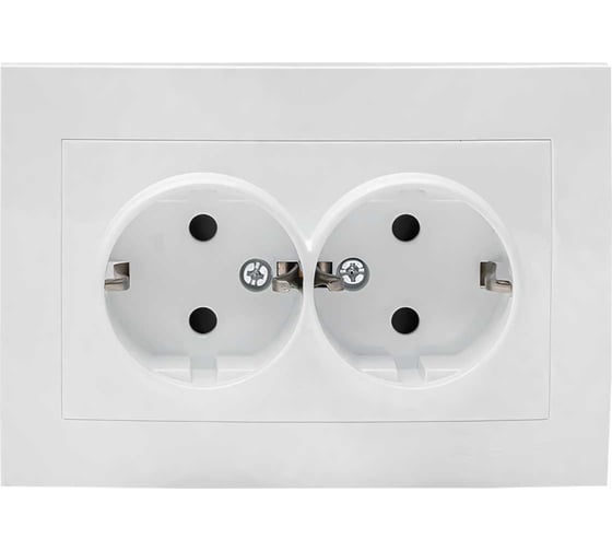 Изображение товара 2-местная розетка EKF Валенсия, с заземлением 16А белая с защитными шторками PROxima EWR16-128-10