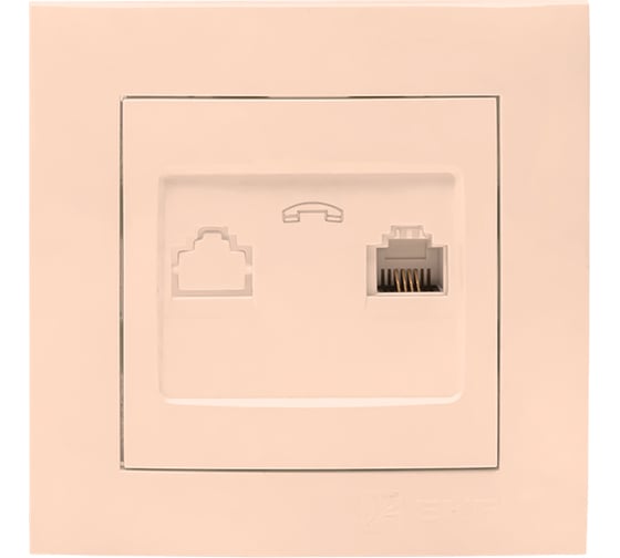 Изображение товара 1-местная телефонная розетка EKF Валенсия, RJ-11 кремовая PROxima EWT01-034-20