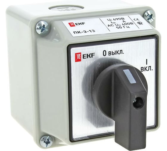 Изображение товара Кулачковый переключатель EKF PROxima ПК-3-13, 63А, 3P, "ВКЛ-ВЫКЛ", IP54 pk-3-13-63