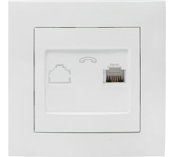 Изображение товара 1-местная телефонная розетка EKF Валенсия, RJ-11 белая PROxima EWT01-034-10