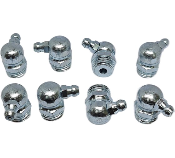 Изображение товара Пресс-масленка угловая оц. H3 M14x1,5, комплект 10 шт., оцинкованная сталь, Европейский стандарт DIN71412, MasloSmenka 010309-10
