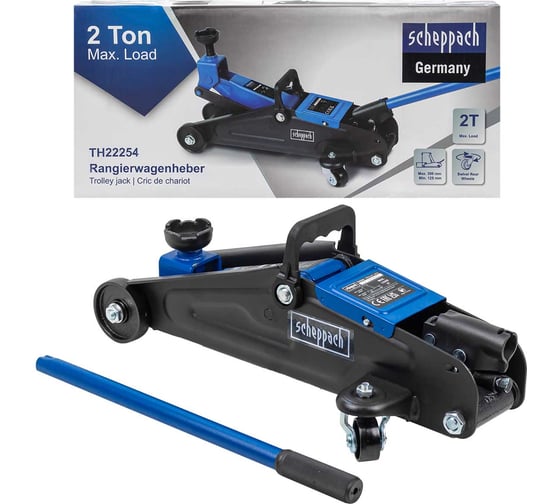 Изображение товара Домкрат подкатной гидравлический Scheppach 2т h min 125мм, h max 380мм Sch-TH22254(59085)