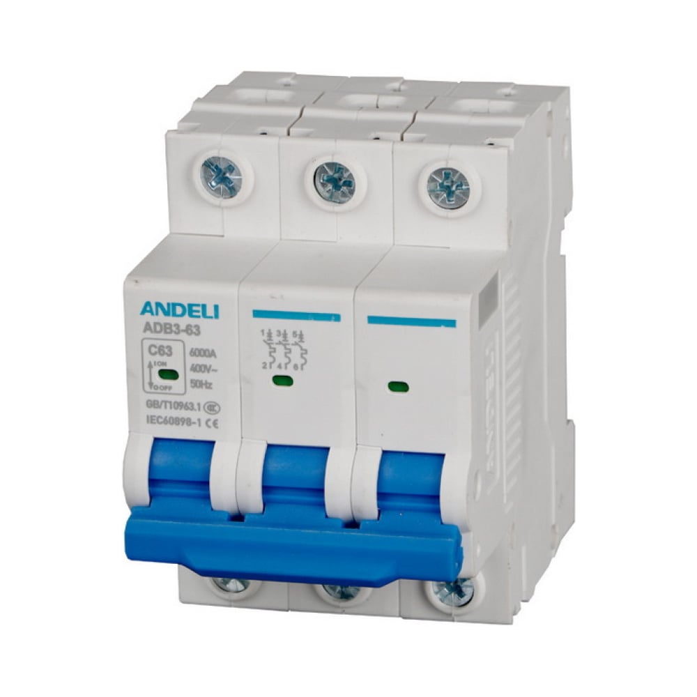 Изображение товара Автоматический выключатель ANDELI ADB3-63 10A 6kA тип B для DIN-рейки