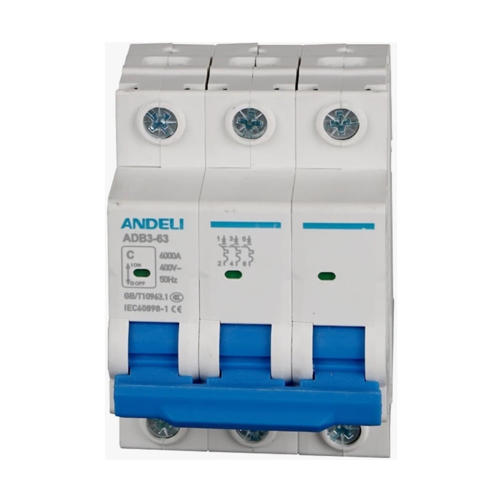 Изображение товара Автоматический выключатель ANDELI ADB3-63/3P 10A 6kA
