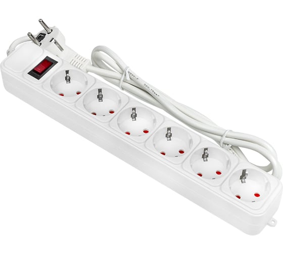 Изображение товара Сетевой фильтр EKF PROxima Блокбастер XL 6*1,8м, 16А/3,2кВт, с выключателем, с заземлением, ПВС 3х1,0 UFA16-310-6-018