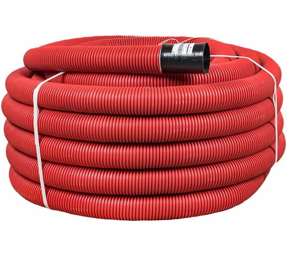 Изображение товара Гофрированная двустенная гибкая труба ПНД EKF d 110 с зондом, красная, бухта 50 метров, PROxima tg2st-110-50m