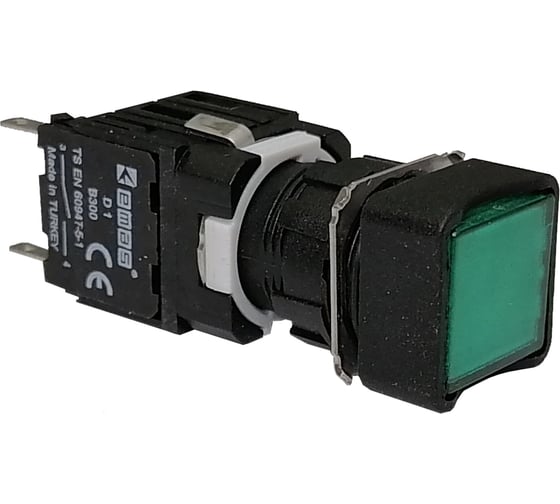 Изображение товара Нажимная возвратная квадратная кнопка Emas зеленая 1НО, D100KDY