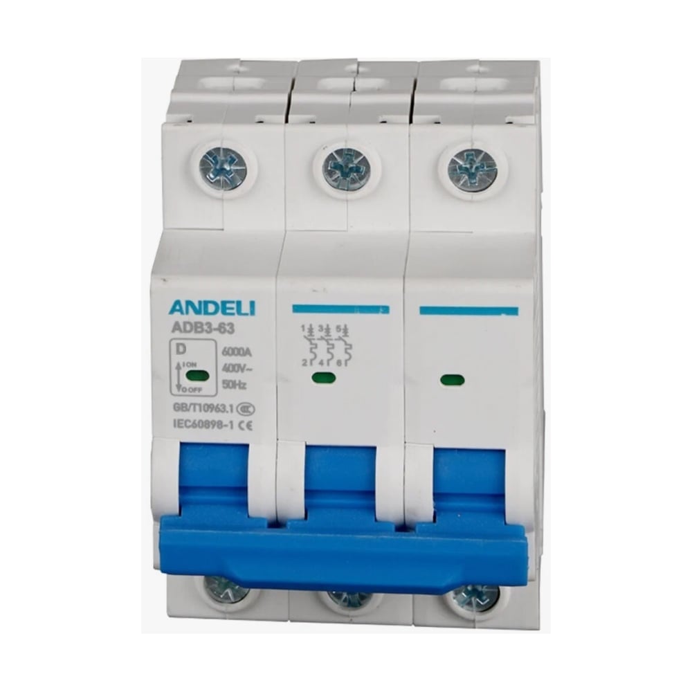 Изображение товара Автоматический выключатель ANDELI ADB3-63/3P 25A 6kA