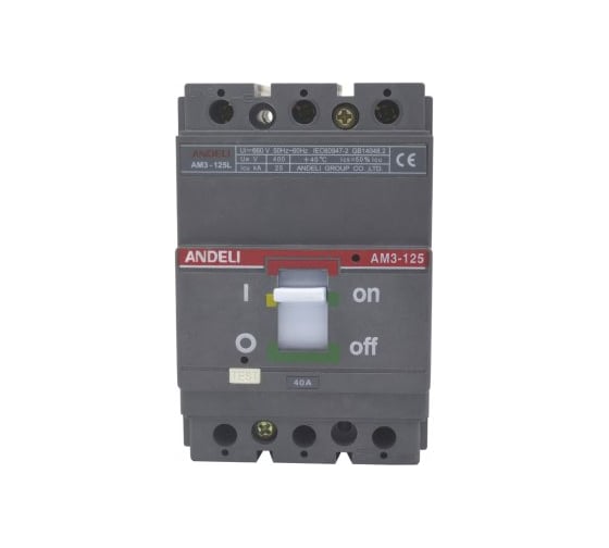Изображение товара Автоматический выключатель ANDELI AM3-125S/3P 125A 25KA ADL06-093