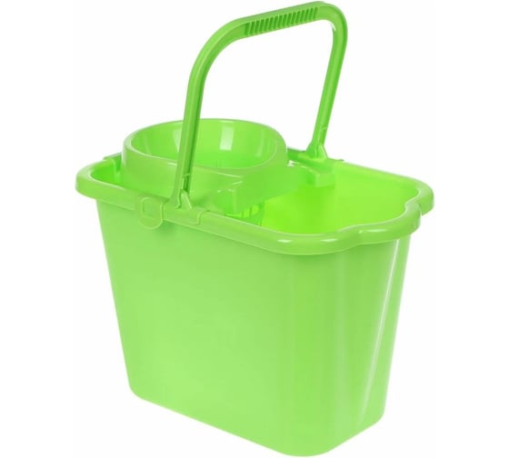 Изображение товара Прямоугольное ведро IDEA 9,5 л с отжимом ярко-зеленый М 2421 ярко-зеленый