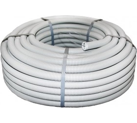 Изображение товара Гибкая гофрированная труба с протяжкой EKF PROxima d=32мм, тяжёлая с протяжкой, 50м, цвет серый tg-z-32-t