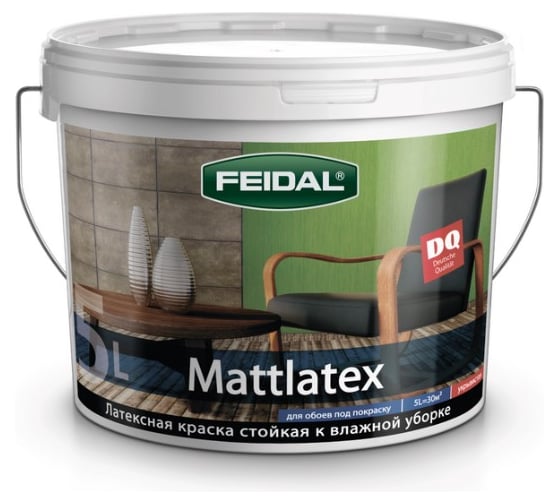Изображение товара Латексная краска Feidal Mattlatex база 1 морозостойкая 5,0 л 20039