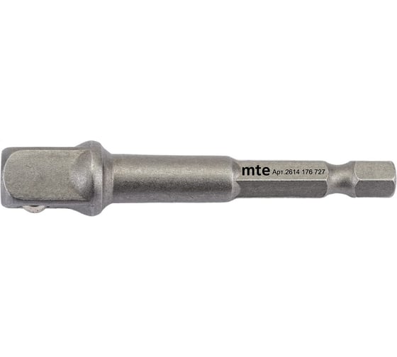 Изображение товара Адаптер (переходник) для торцевых головок с приводным квадратом 3/8'', длина 50 мм, хвостовик E6,3 мм, MTE 2614176727