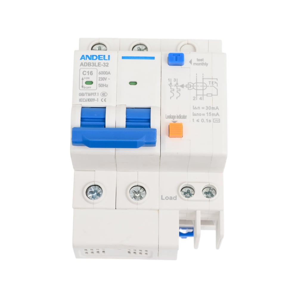 Изображение товара Дифференциальный автомат ANDELI ADB3LE-32 двухполюсной 16A 30mA