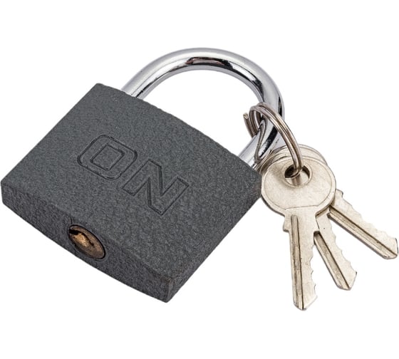 Изображение товара Навесной замок ON серый 50 мм, чугун, автомат. запирание 22-01-150