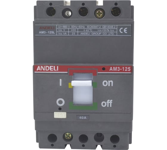 Изображение товара Автоматический выключатель ANDELIAM3-125S/3P 100A 25KA ADL06-130