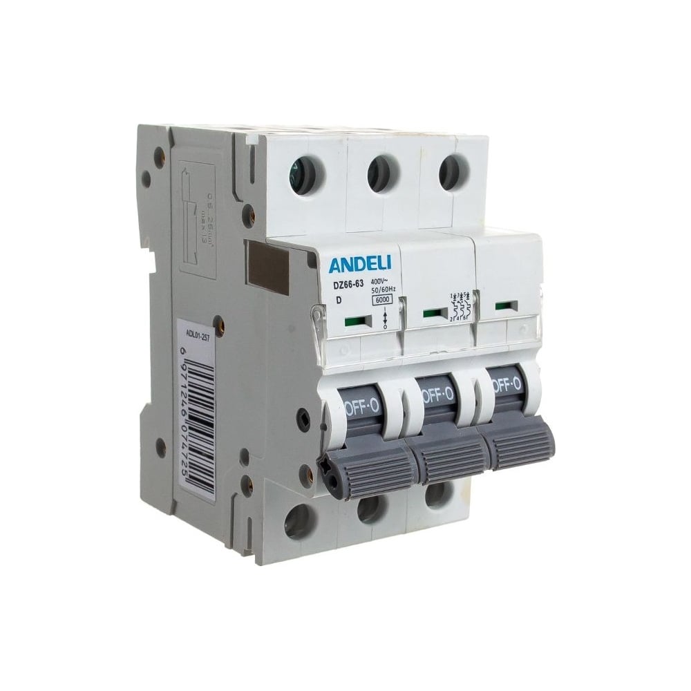 Изображение товара Автоматический выключатель ANDELI DZ66-63/3P 32A 6kA тип D на DIN-рейку