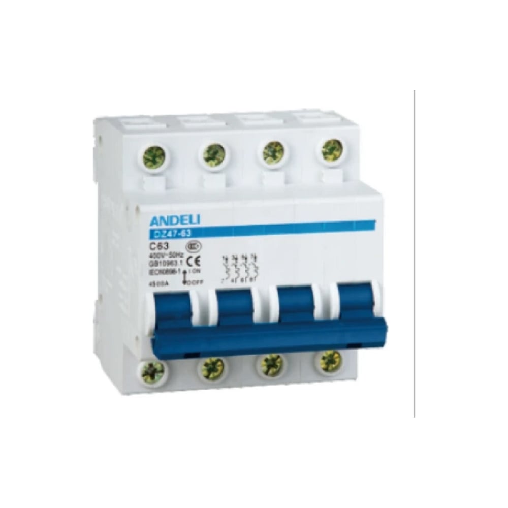 Изображение товара Автоматический выключатель ANDELI DZ47-63/4P 25A 4.5kA тип C монтаж на DIN-рейку
