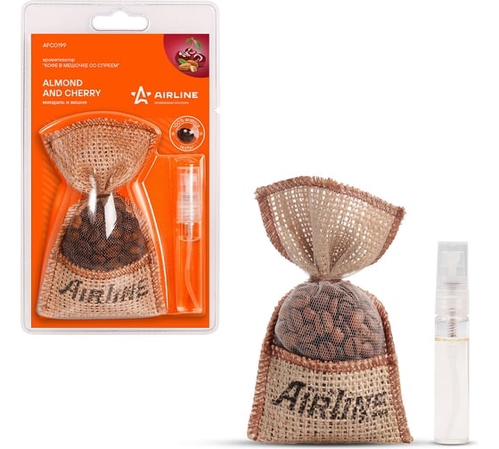 Изображение товара Ароматизатор Airline кофе в мешочке со спреем Миндаль и вишня AFCO199