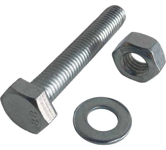 Изображение товара Болт 23 БОЛТА 6x60 мм с шайбой и гайкой ОЦ DIN933 к.п.8.8 (10 шт.) 11263