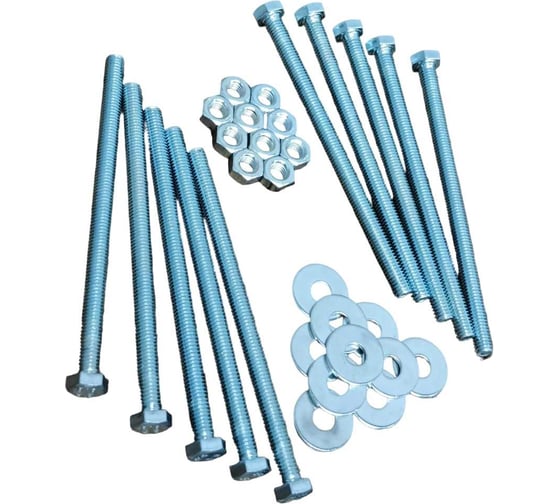 Изображение товара Болт 23 БОЛТА 6x100 мм с шайбой и гайкой ОЦ DIN933 к.п.8.8 (10 шт.) 11258