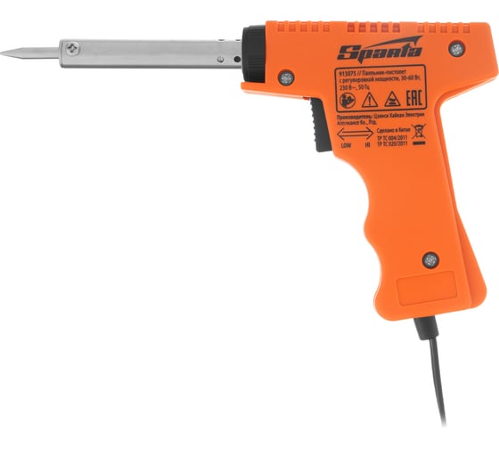 Изображение товара Паяльник-пистолет SPARTA с регулировкой мощности 30-60 Вт, 220 В 913075