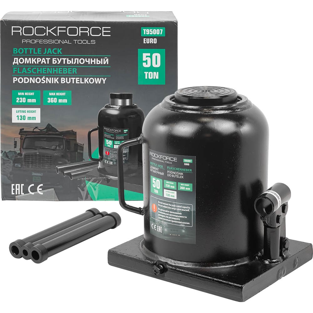 Изображение товара Домкрат гидравлический бутылочный Rockforce 50т RF-T95007/Euro