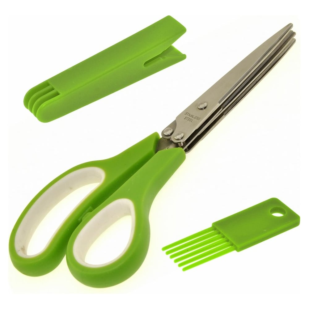 Кухонные ножницы для зелени МУЛЬТИДОМ ножницы кухонные для зелени mallony ks 03 3 лезвия 920101