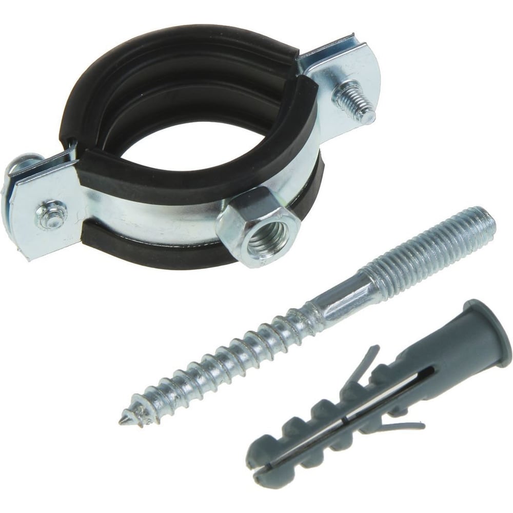 Изображение товара Хомут сантехнический СВК в комплекте с дюбелем и шпилькой, 40-45 мм, 1 1/4, гайка М6, шпилька 6x70, дюбель 8x40 Н0000027874